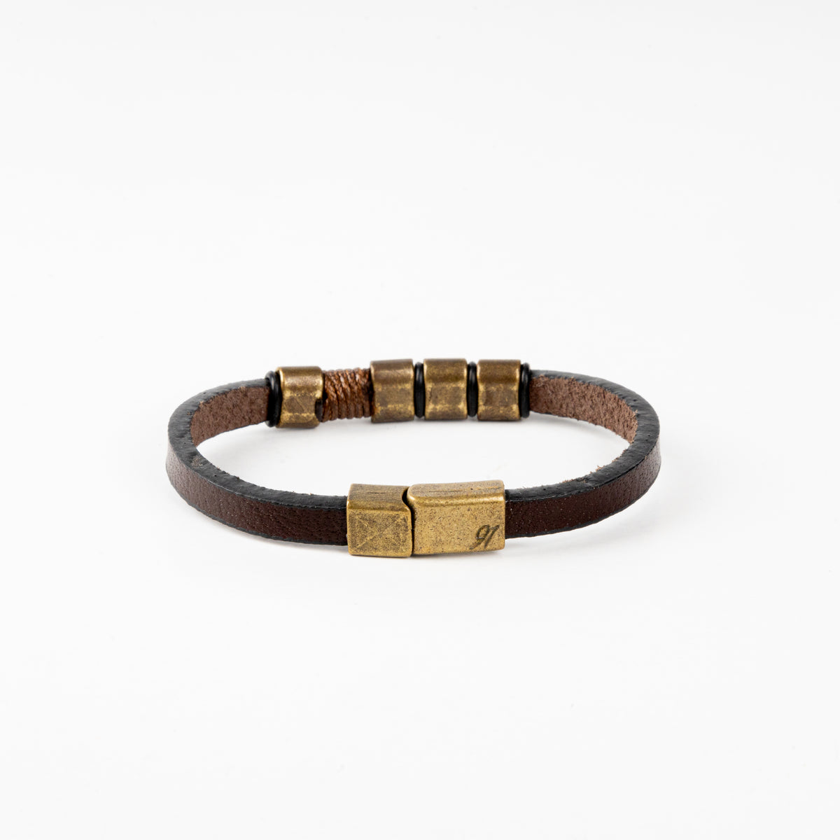 Metal Brown Leather Bracelet