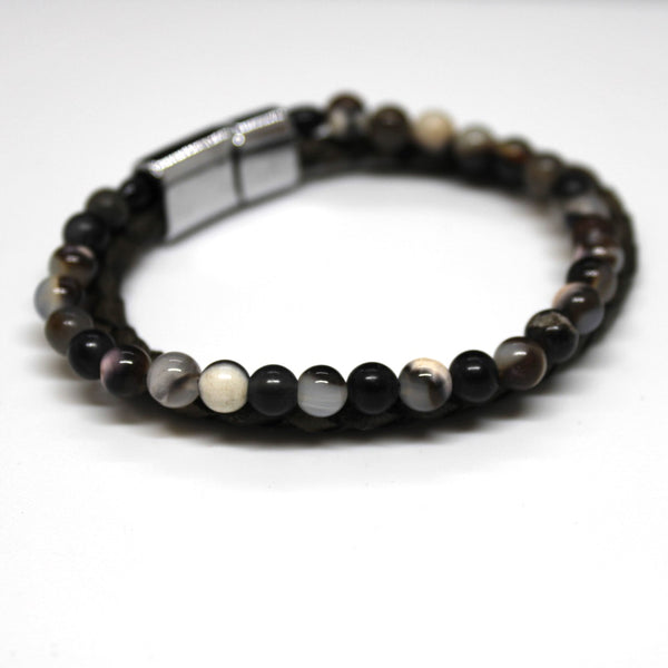 Twin Beads & Leather Bracelet