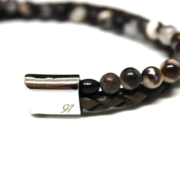 Twin Beads & Leather Bracelet