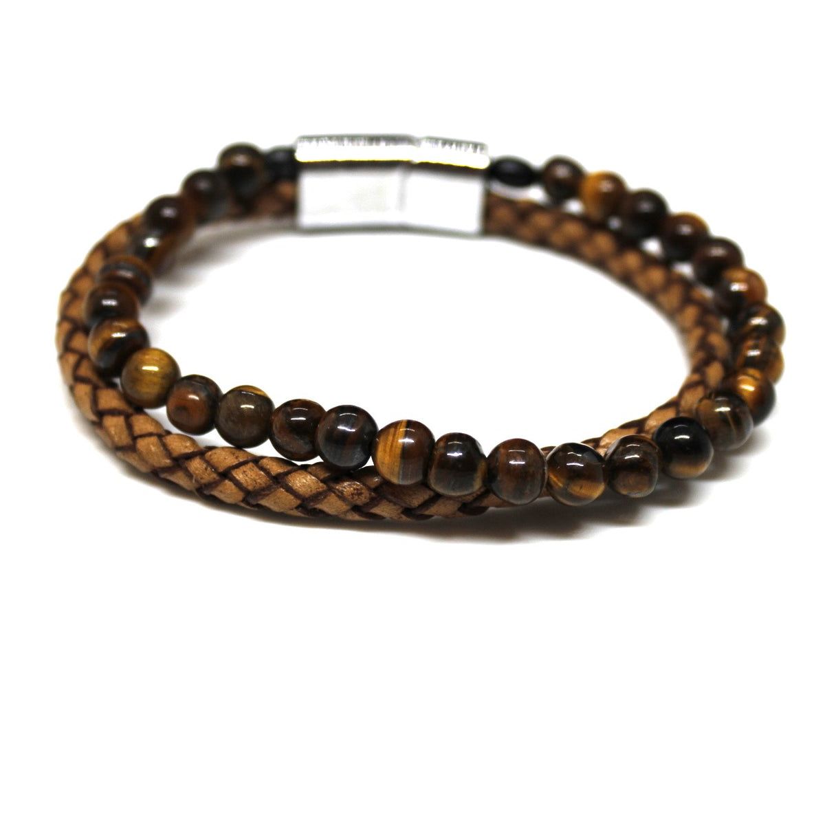 Twin Beads and Leather Bracelet