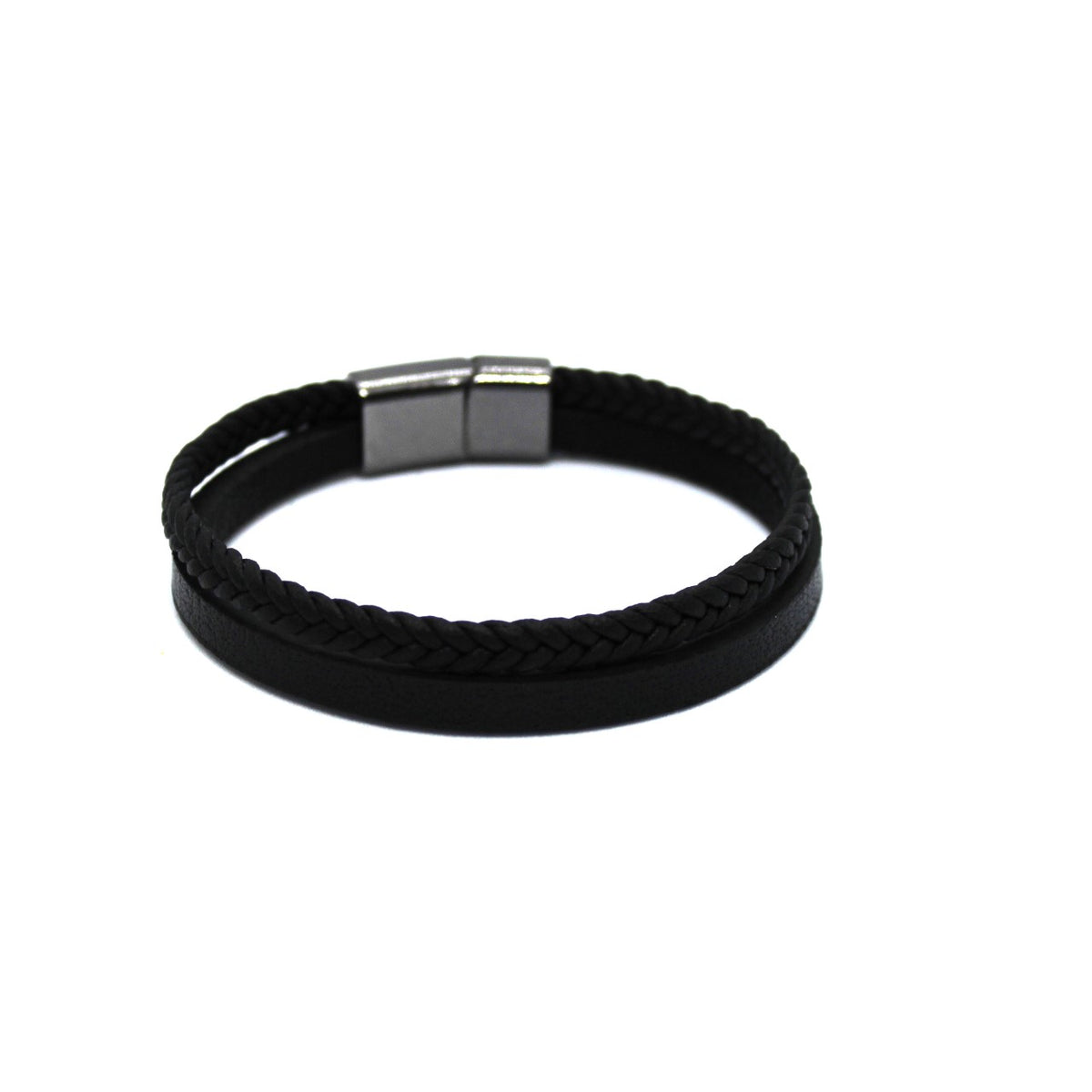 Twin Black Leather Bracelet