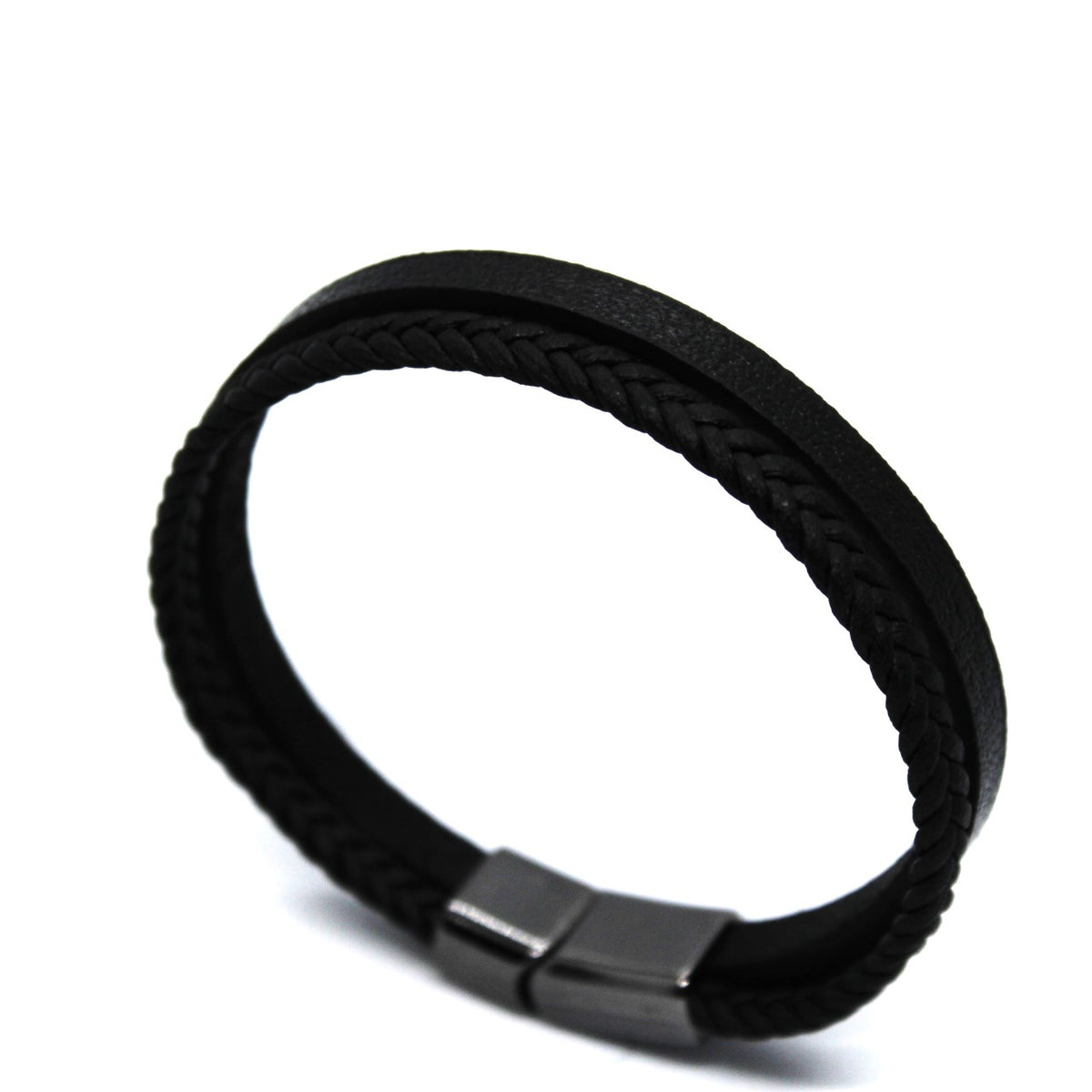 Twin Black Leather Bracelet