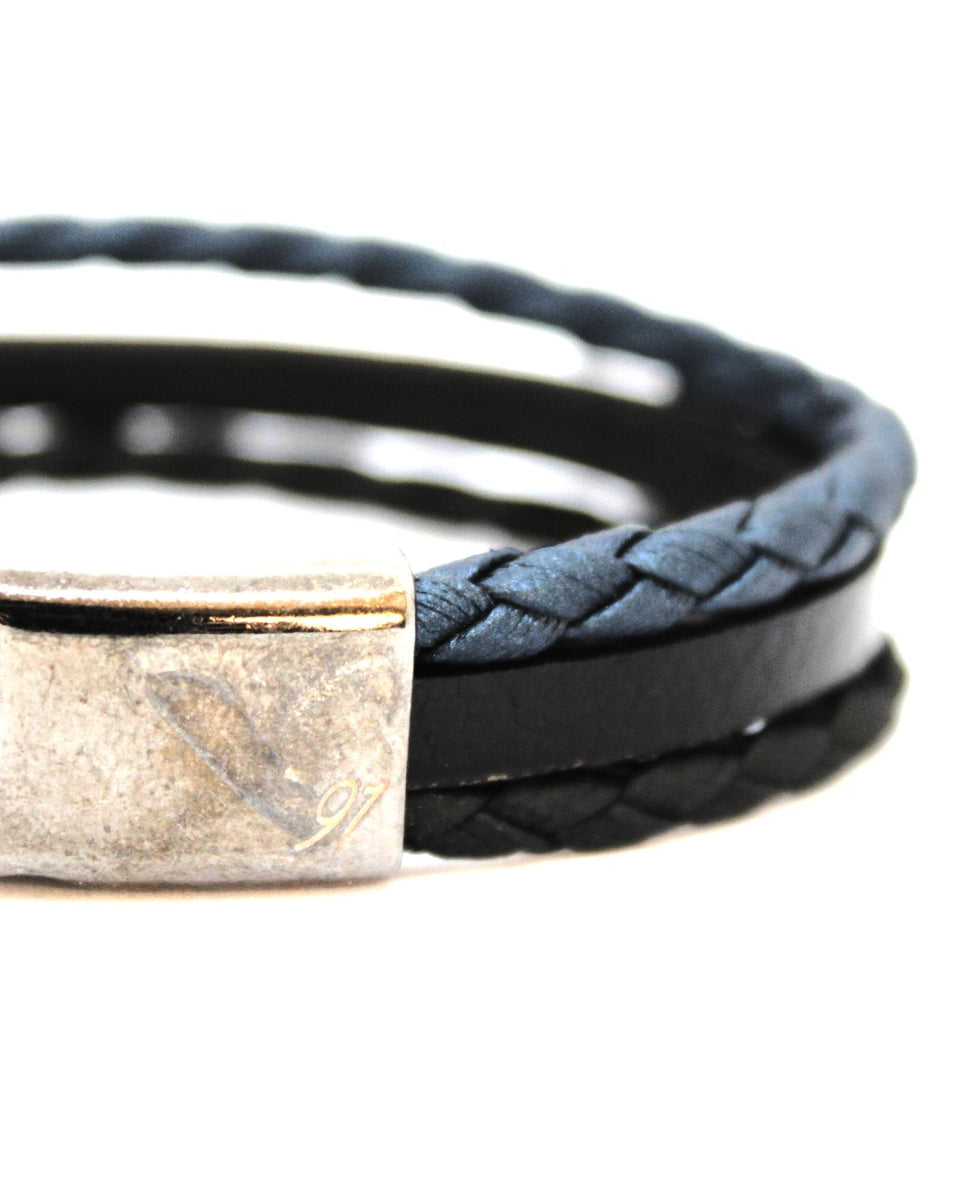 Black & Blue Leather Bracelet