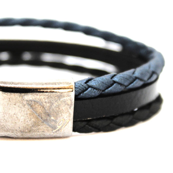 Black & Blue Leather Bracelet